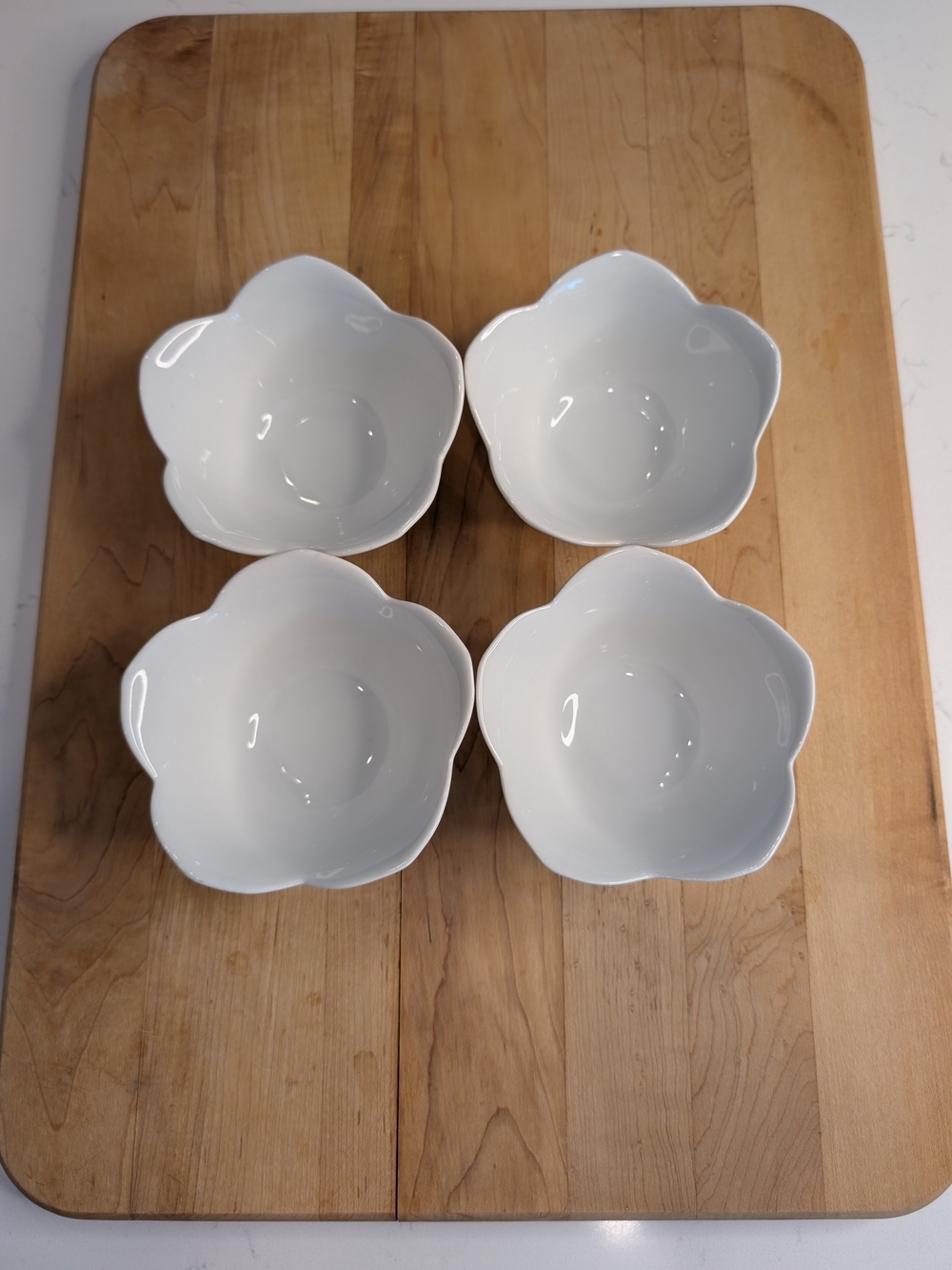 Pier 1 White Floral-Shaped Porcelain Bowls - Set of 4